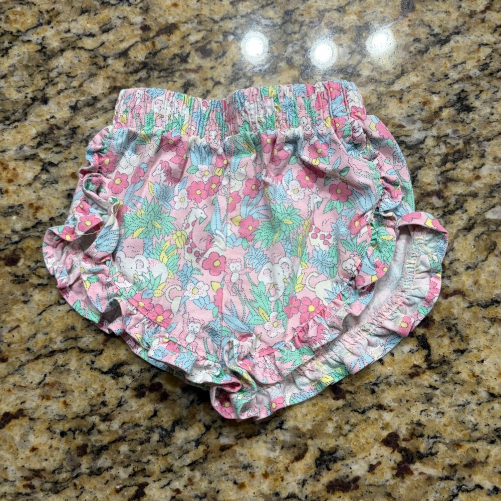 Vintage Health-tex Baby Bloomers 12M Pink Floral Elephant Ruffle Shorts USA